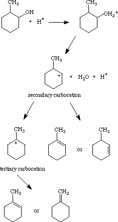 What is the result of a dehydration of cyclohexanol experiment?